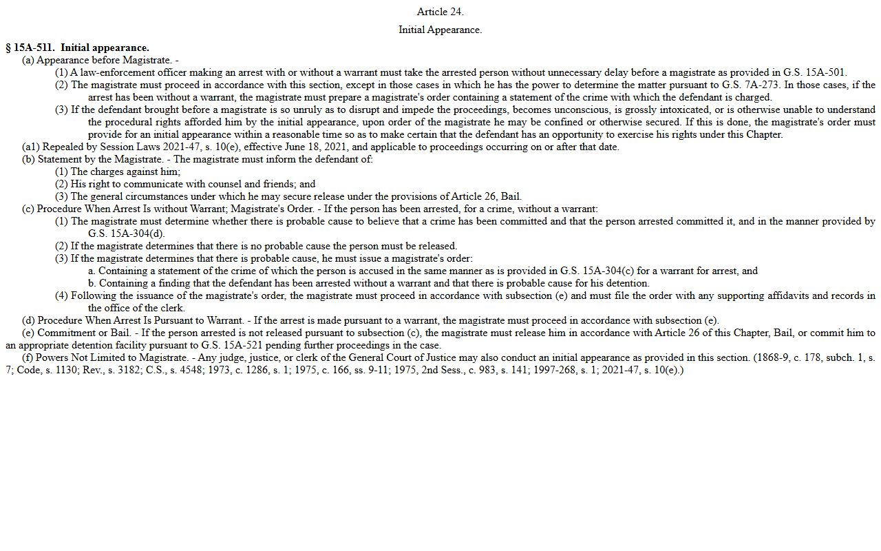 Jones County court charges initial appearance statute