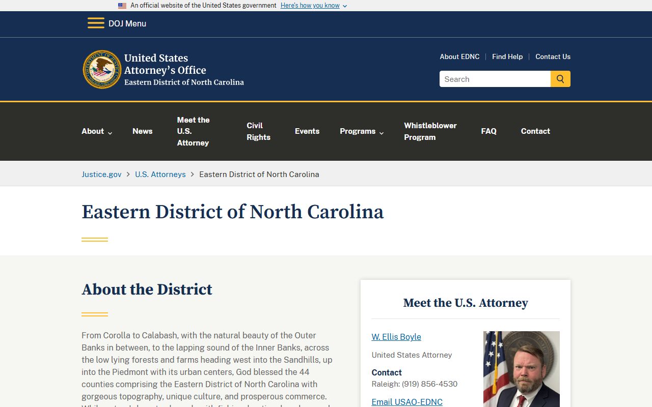 Jones County criminal court records U.S. Attorney Eastern District of North Carolina