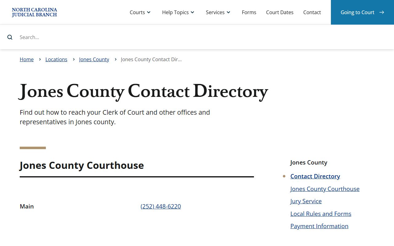 Jones County Court records contact directory