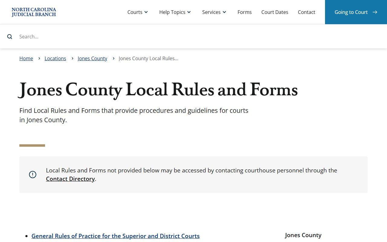 Jones County Court records local rules and forms page