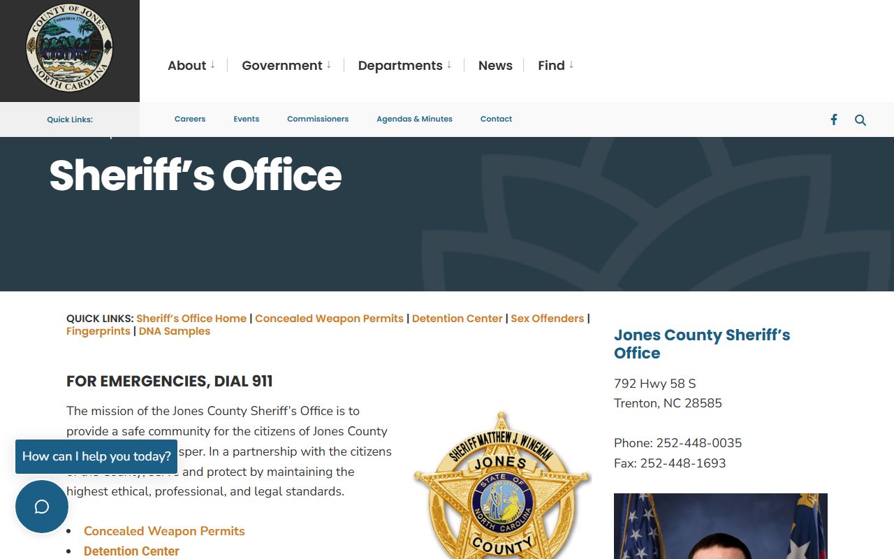 Jones County inmate search sheriff office contact