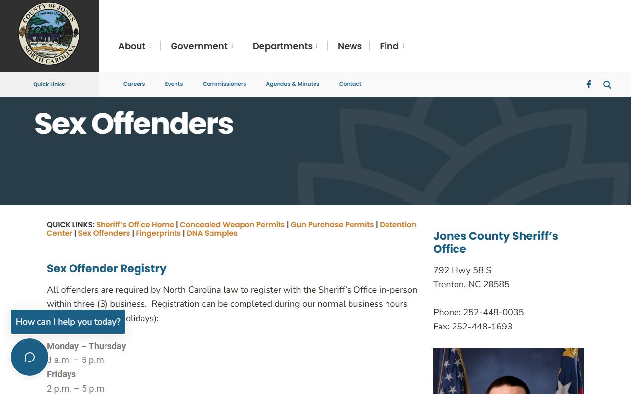 Jones County inmate records sex offender registry local source