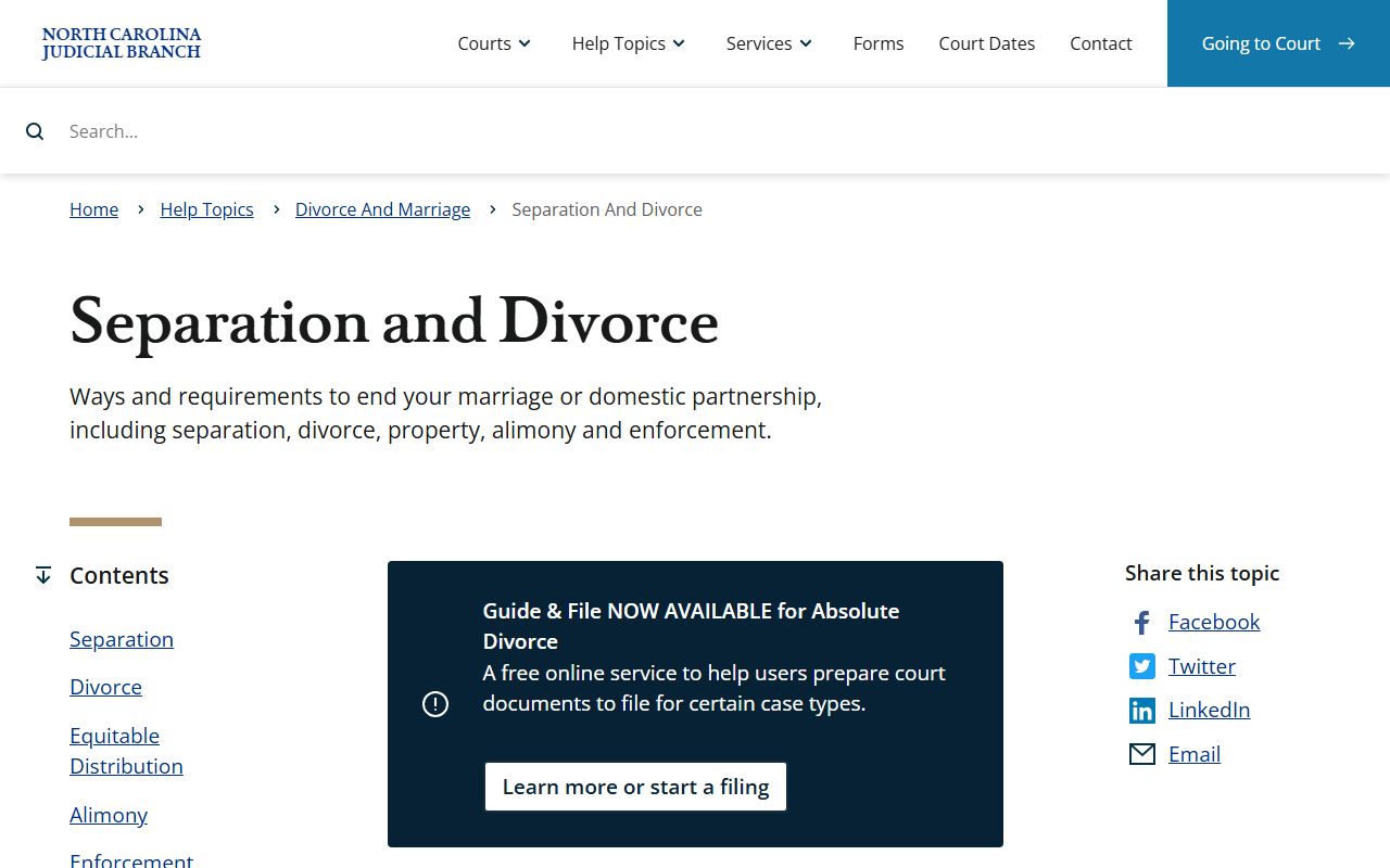 Jones County divorce records North Carolina separation and divorce page